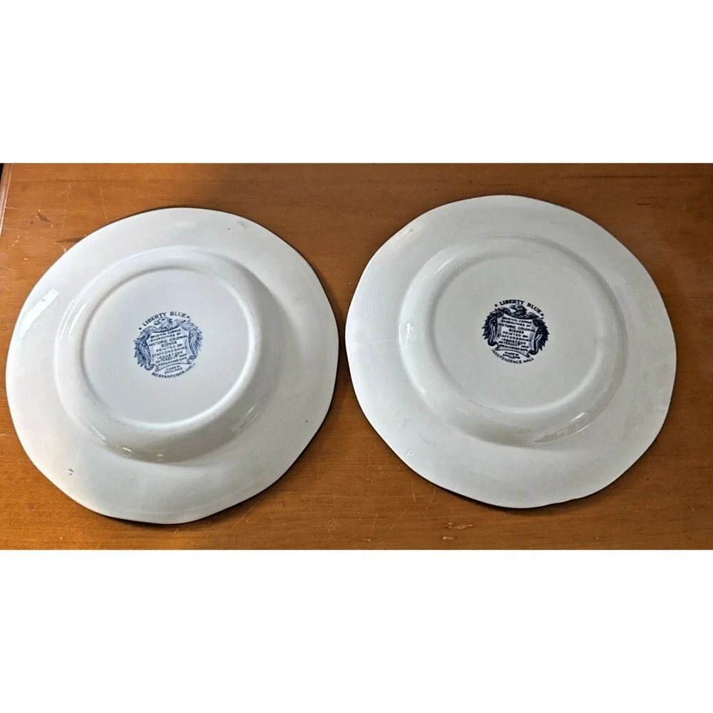 Staffordshire Liberty Blue Dinner Plates Set of 2 – 10” Independence Hall VTG